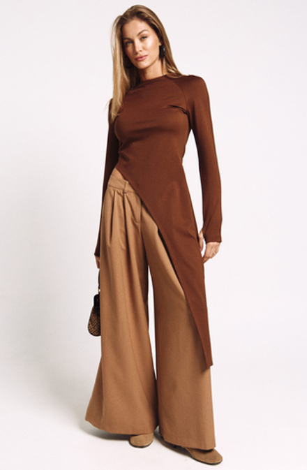 Лонгслив асимметричный 1239 корица