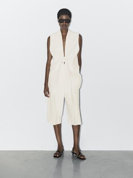 Massimo Dutti Элегантный жилет с бантом - STUDIO, кремовый