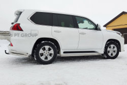 Фаркоп с нержавеющей накладкой на Toyota Land Cruiser 200 2007-2021, Lexus LX 2007-2022 без подрезки бампера(без электрики) арт.TLC-07-991424.00