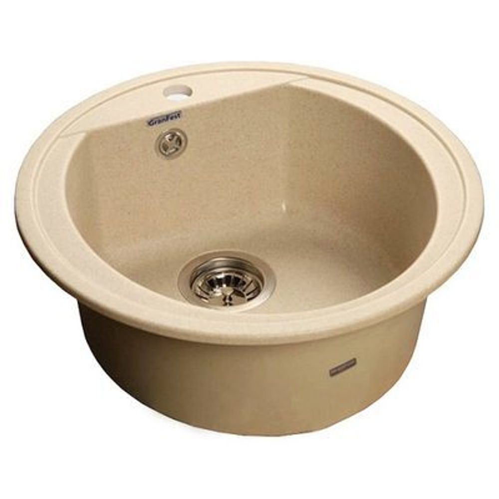 Мойка врезная круглая Granfest GF-R d 500 бежевая, мрамор, без сифона