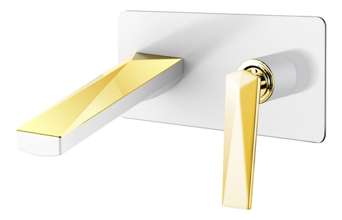 Boheme Смеситель для умывальника из стены БЕЛЫЙ+ЗОЛОТО