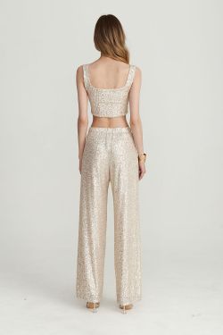 Брюки с пайетками цвета шампань