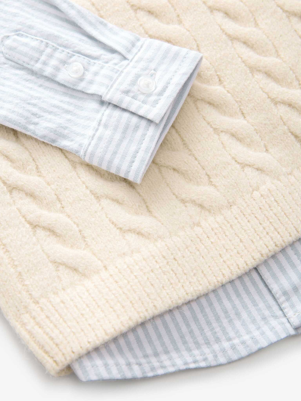 Рубашка и жилет вязаный в комплекте для мальчика Next K92-283, Молочный, Голубой