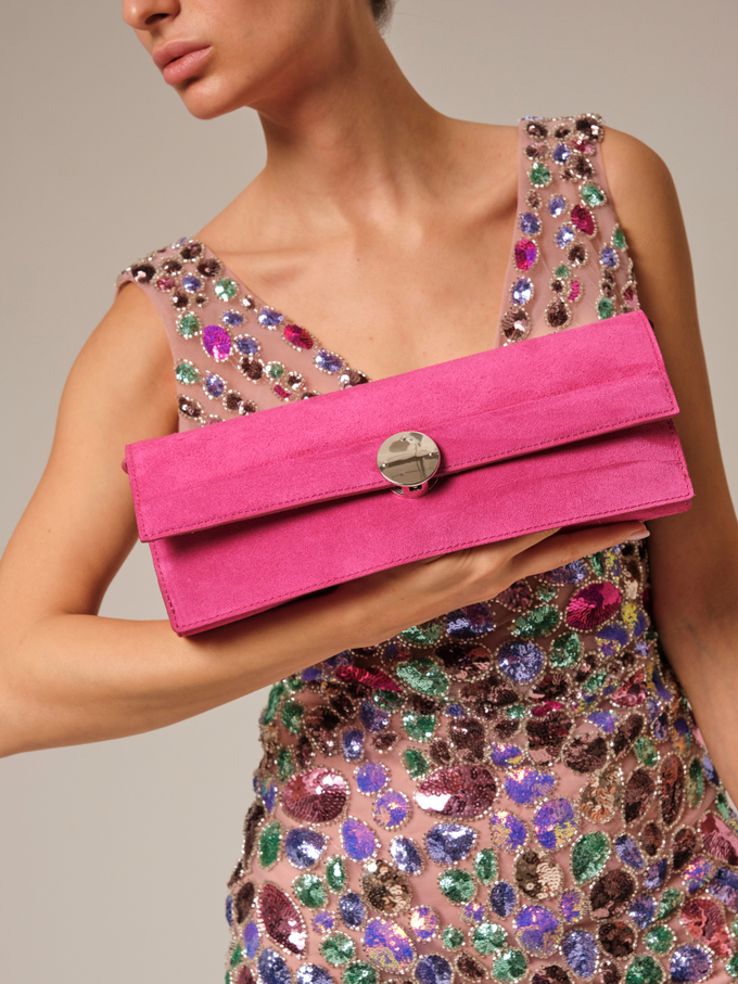 Клатч замшевый розовый