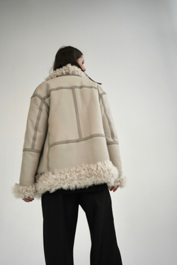 Дубленка двусторонняя Тиградо молочная