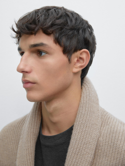 Massimo Dutti Вязаный кардиган, светло-бежевый