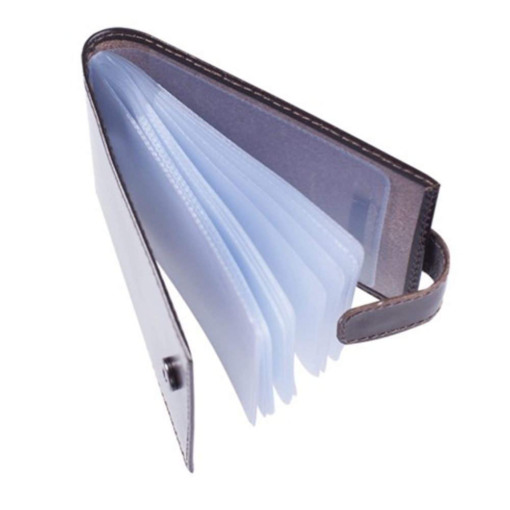 Визитница карманная BEFLER "Classic" на 40 визиток, натуральная кожа, кнопка, коричневая, V.31.-1