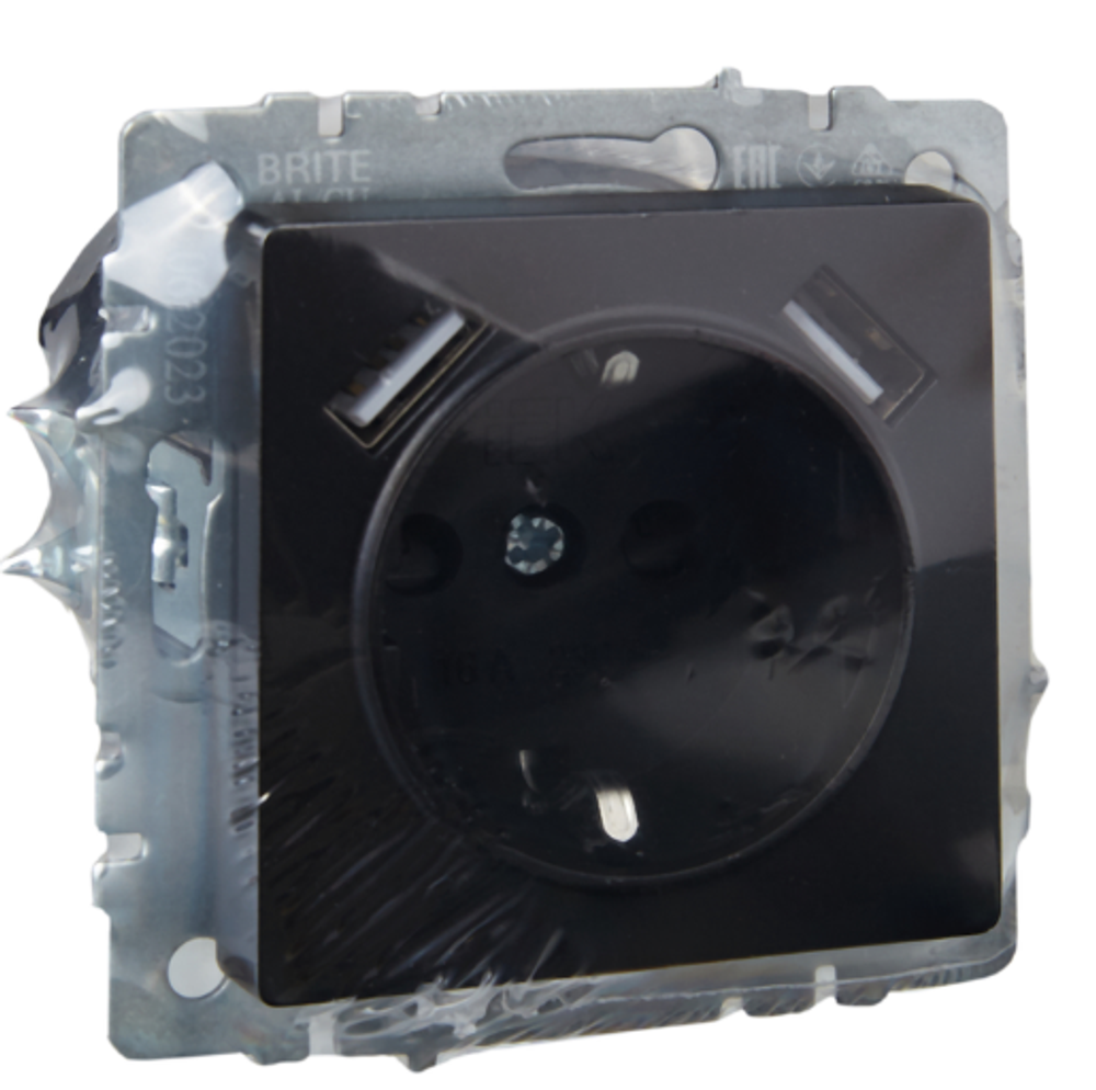 Розетка с заземлением  IEK BR-R14-16-U21-D21-K46