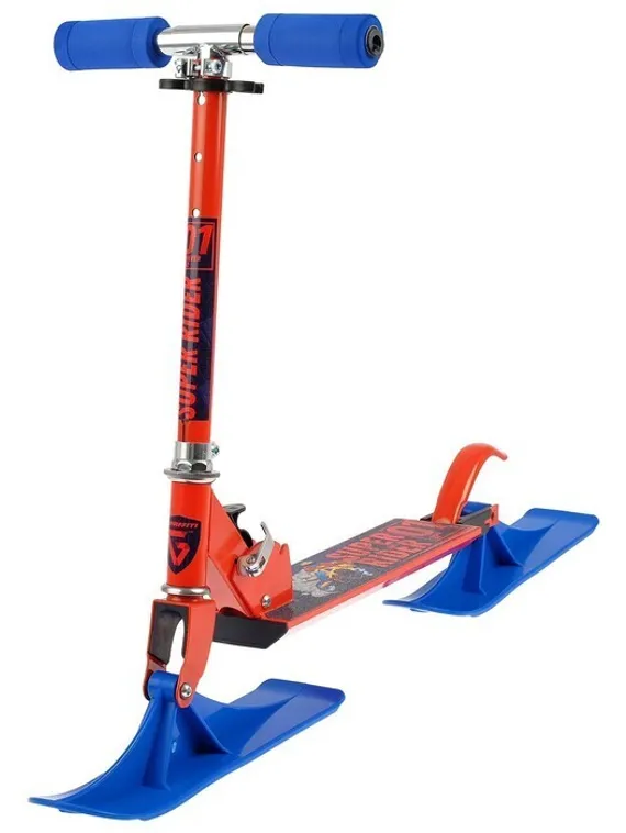 Самокат-снегокат зимний 2 в 1 Super Rider, цвет красный