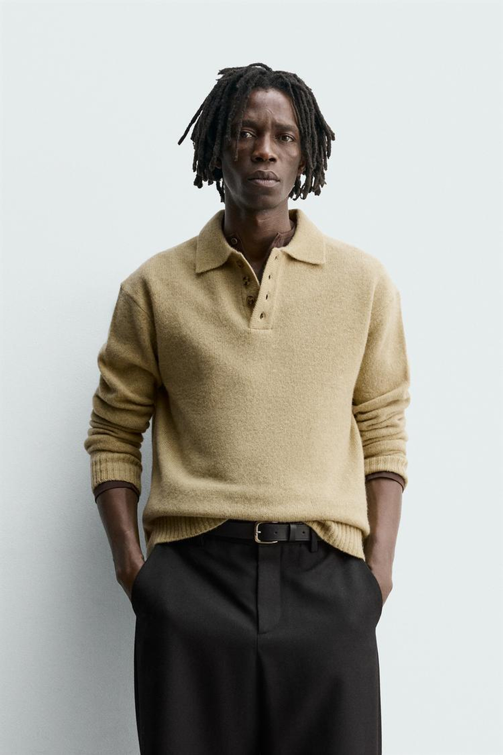 ZARA ШЕРСТЯНОЕ ПОЛО, СВЕТЛО-ЗЕЛЕНЫЙ