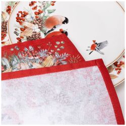 НАБОР САЛФЕТОК ИЗ 2-Х ШТ "МОРОЗКО.СНЕГИРИ",40Х40СМ, 100% ХЛОПОК,КРАСНЫЙ,ТВИЛ