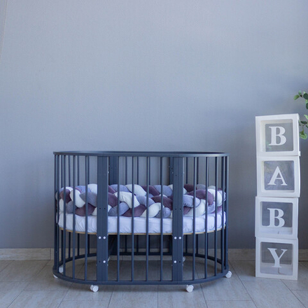 Кроватка-трансформер МАЛЮТКА 7 в 1 с маятником (серый)