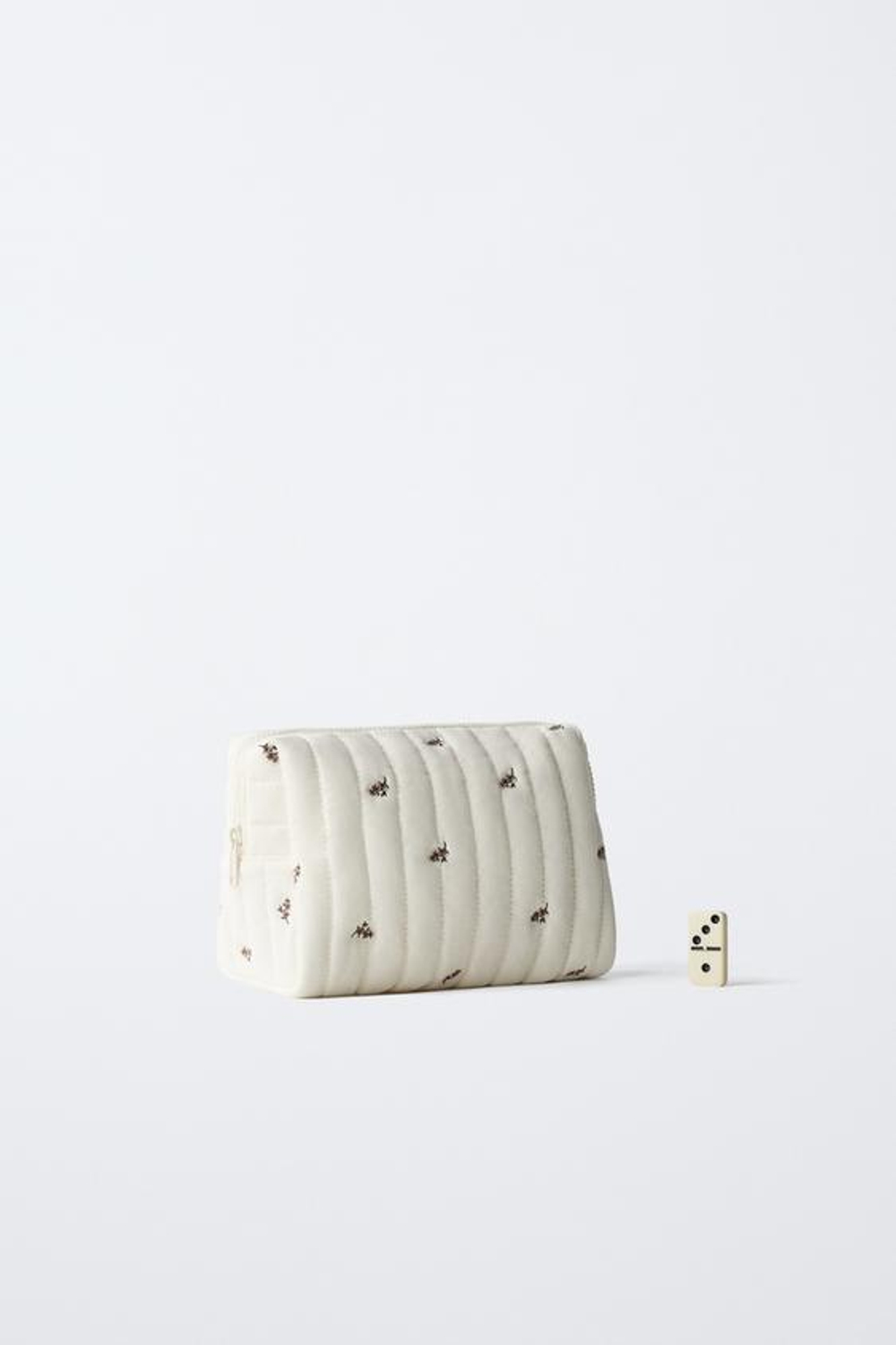 ZARA КОСМЕТИЧКА С ЦВЕТОЧНЫМ ПРИНТОМ, ЭКРЮ