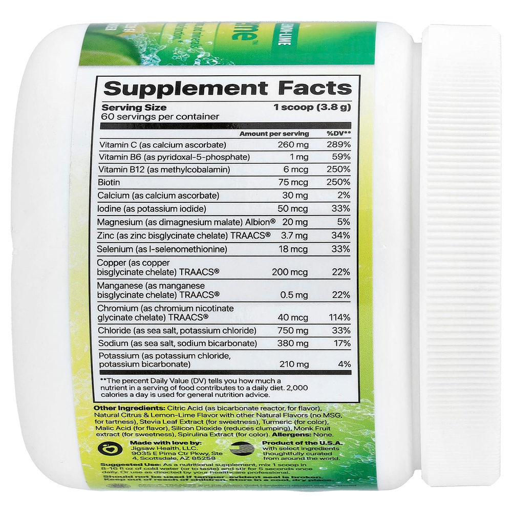 Jigsaw Health, Electrolyte Supreme™, со вкусом лимона и лайма, 228 г (8,04 унции)