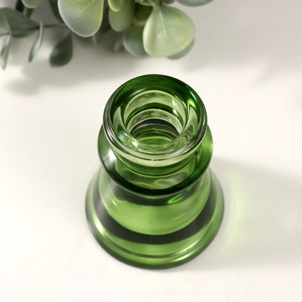 Стеклянный подсвечник на 1 свечу «Нео», прозрачный зелёный, d=2.3 см, 6×6×7.5 см