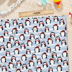 Ткань атлас маленькие пингвины