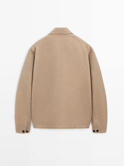 Massimo Dutti Куртка из смесового льна с карманами, бежевый