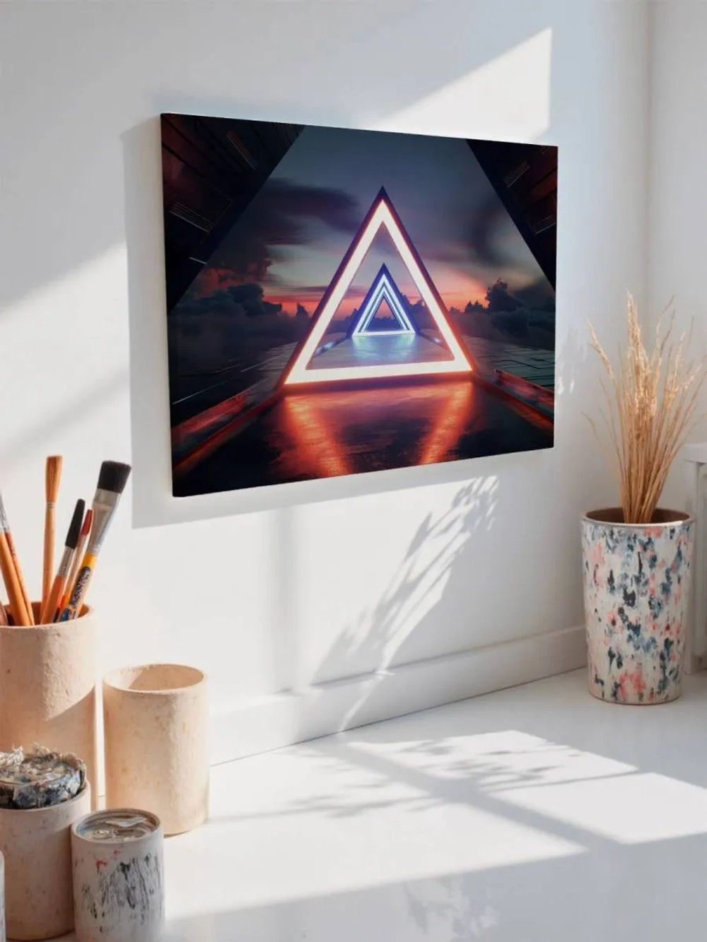 Картина на стену 40 X 50 Неоновый треугольник