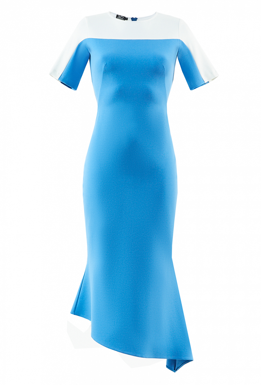 Трикотажное платье с коротким рукавом голубое 25-03-20 SS