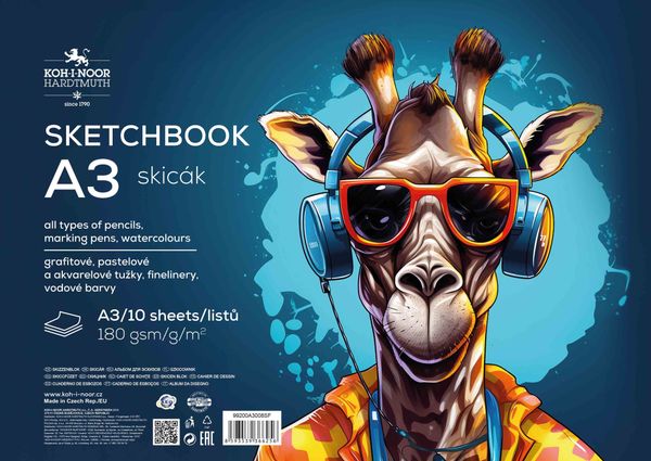 Бумага для графических работ и акварельных красок А3 180 г/м2 10л