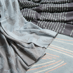 Покрывало хлопковое 230х250 Tkano Ethnic серое с декоративной строчкой