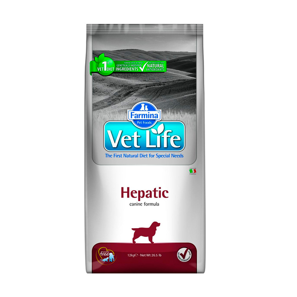 Сухой корм Farmina Vet Life Dog Hepatic при заболевании печени для взрослых собак, 12 кг