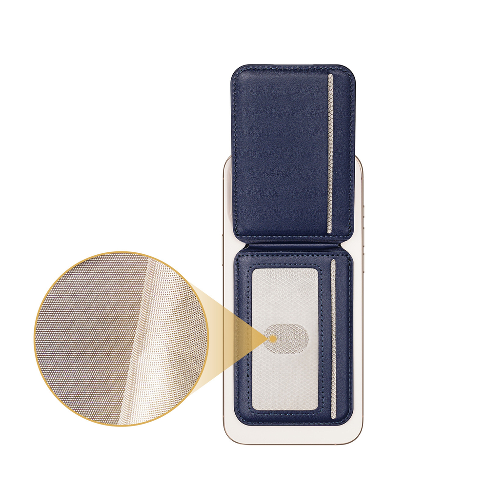 Магнитная подставка картхолдер синего цвета от Dux Ducis, серия Neva Series Magnetic Wallet Stand