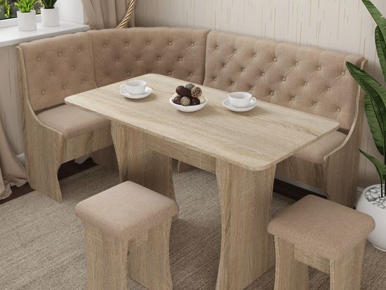 Кухонный уголок bravo "Оливьер" (Дуб сонома/Рогожка Savana Camel (AT)) -G/Л3