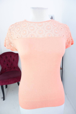 Блузка SELA трикотажная, с ажурными вставками, маркировка S, 44 размер