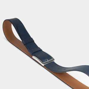 Ремень мужской 40 мм из кожи сафьяно, синего цвета