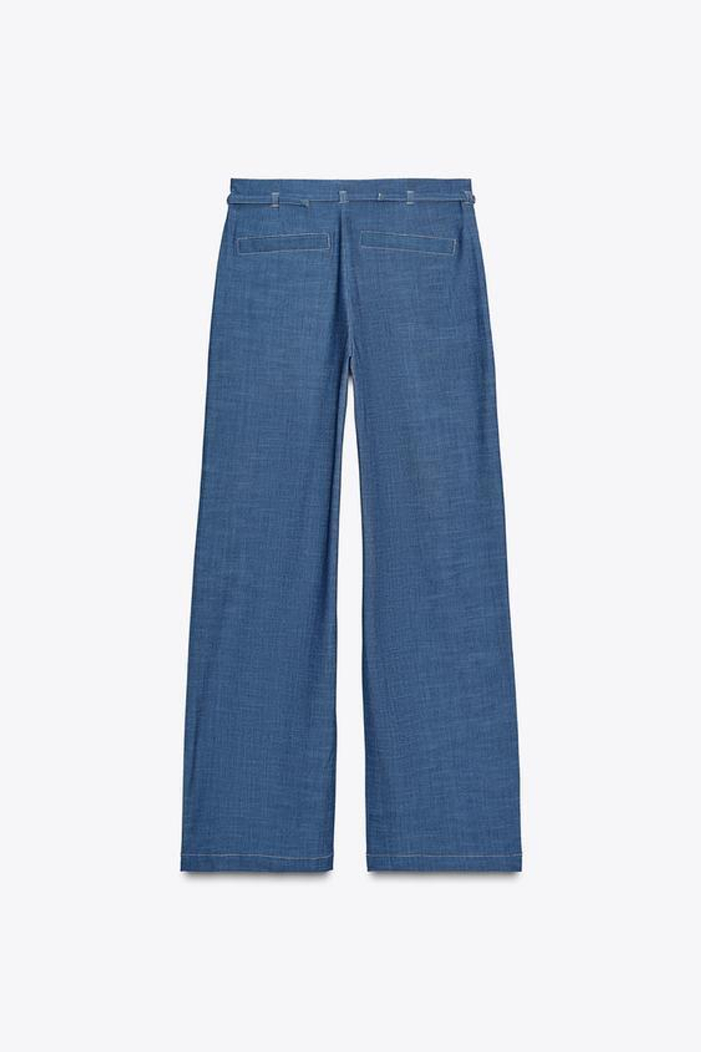 ZARA ШИРОКИЕ БРЮКИ СО ШЛЕВКАМИ, СИНИЙ