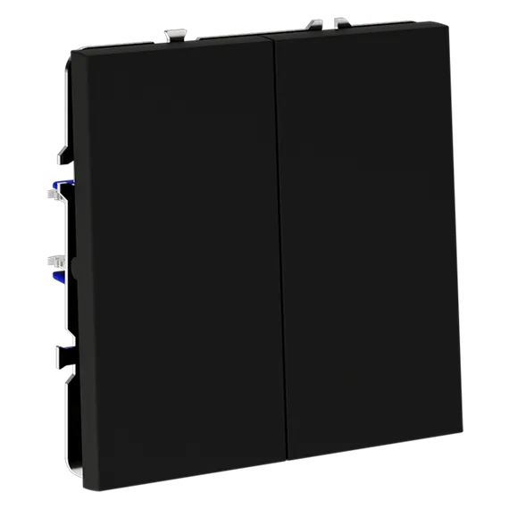Проходной переключатель встраиваемый VOLTUM S70 двухклавишный 10А, (черный матовый)