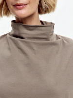 Футболка дизайнерская с цельнокроеным воротником серо-бежевый