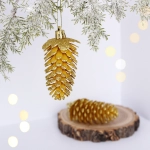 Ёлочные игрушки «Таинственное очарование» Шишки блестящие 9 см (набор 2 шт), золотой