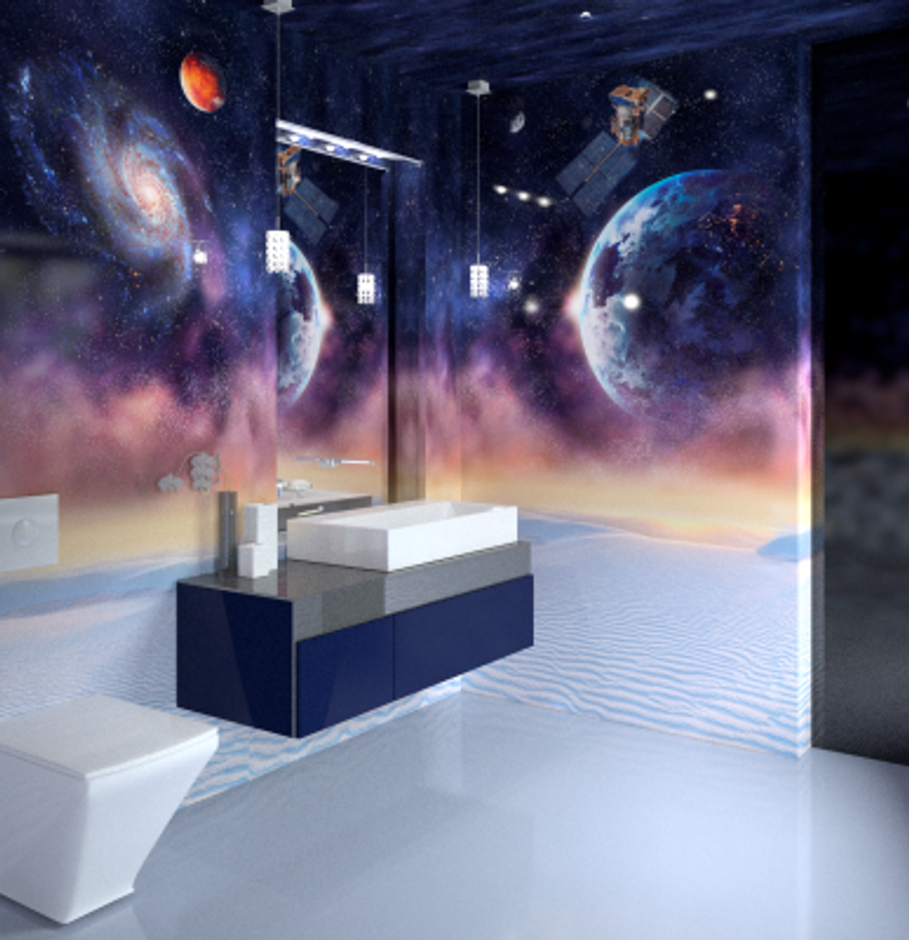 Панель ПВХ фотопечать 3D Panda Космос 2700х250 мм