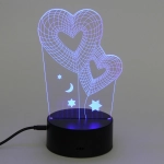 Светильник ночник «3D-Любовь» на пластиковой подставке, с включателем USB
