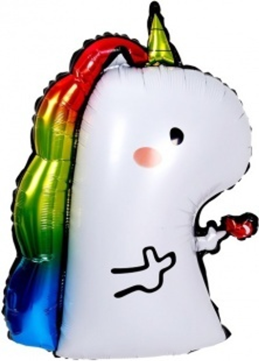 Шар (28""/71 см) Фигура, Радужный единорог с сердечком, 1 шт. Б025