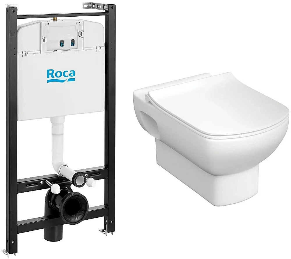 Унитаз подвесной Roca Debba SQUARE 893104970 безободковый, с инсталляцией, с крышкой микролифт