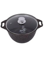 Кастрюля 3л «Мраморная»(кофейный мрамор) со стеклянной крышкой кмк32а