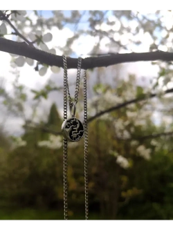 Серебряная подвеска с агатом черным Инь Ян