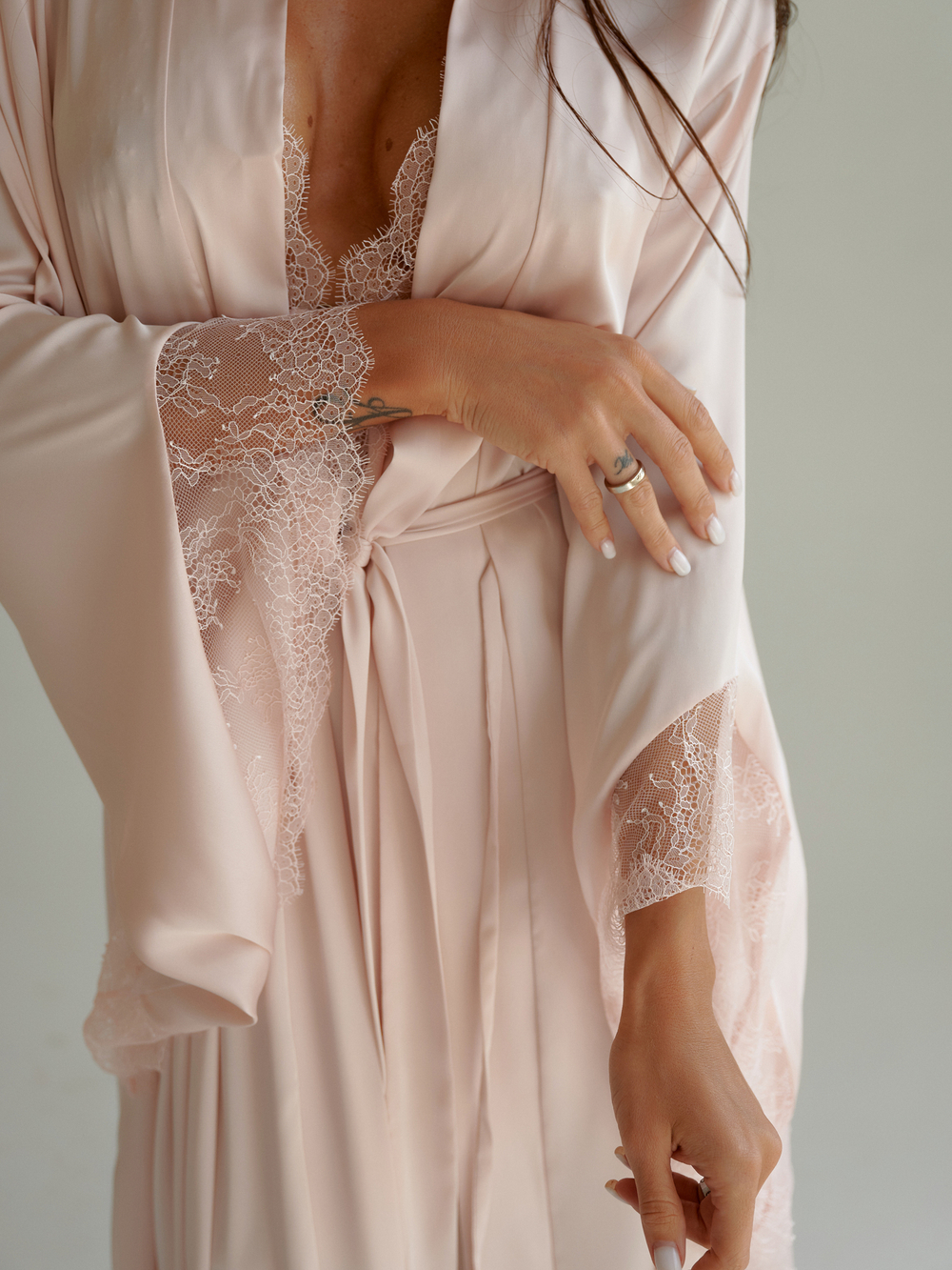 Халат-кимоно в пол Melissa Пудровый