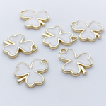 Подвеска Клевер, цвет золото+белый, размер 13*12 мм, цена за 1 шт