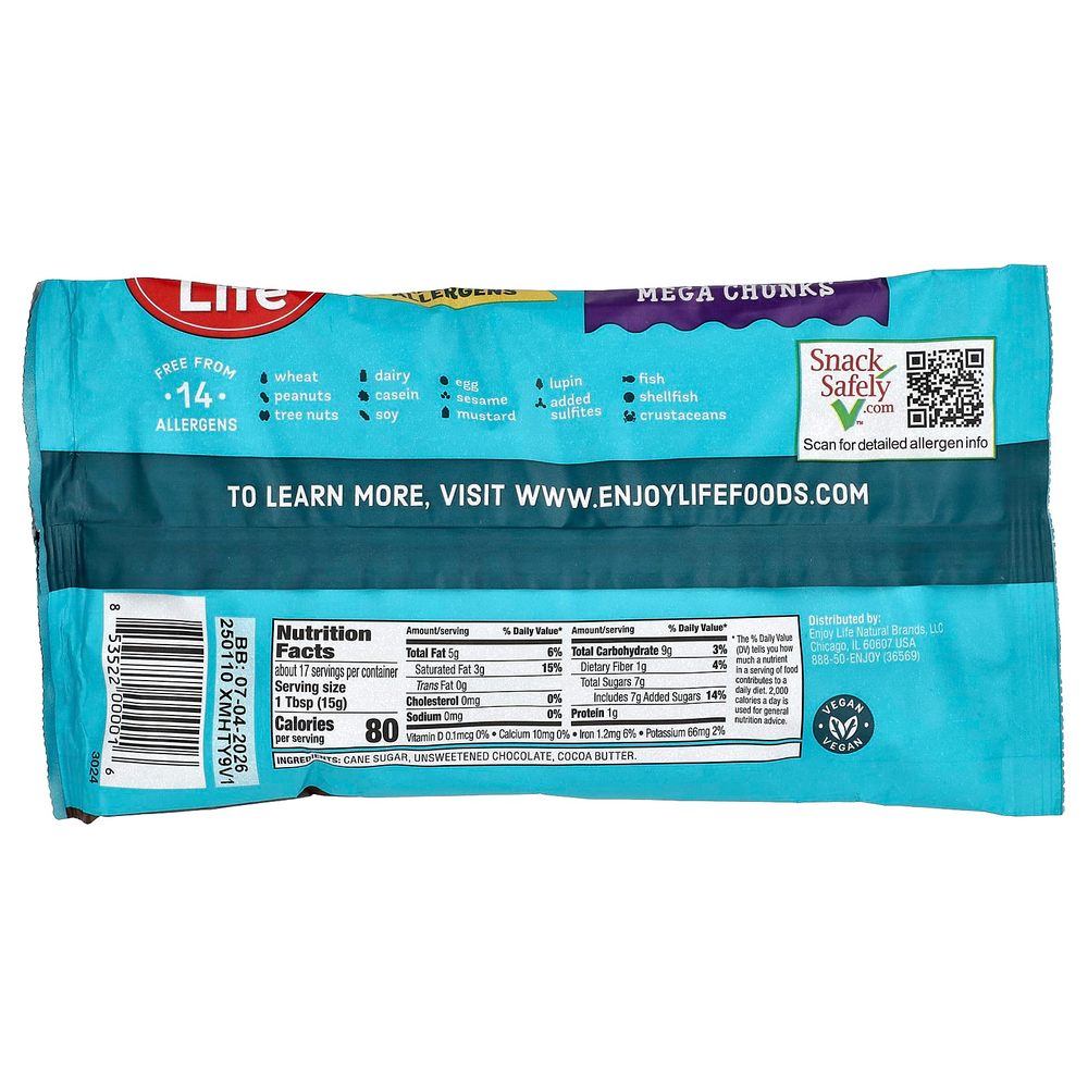 Enjoy Life Foods, 100% натуральные шоколадные крошки, полусладкие, 255 г (9 унций)