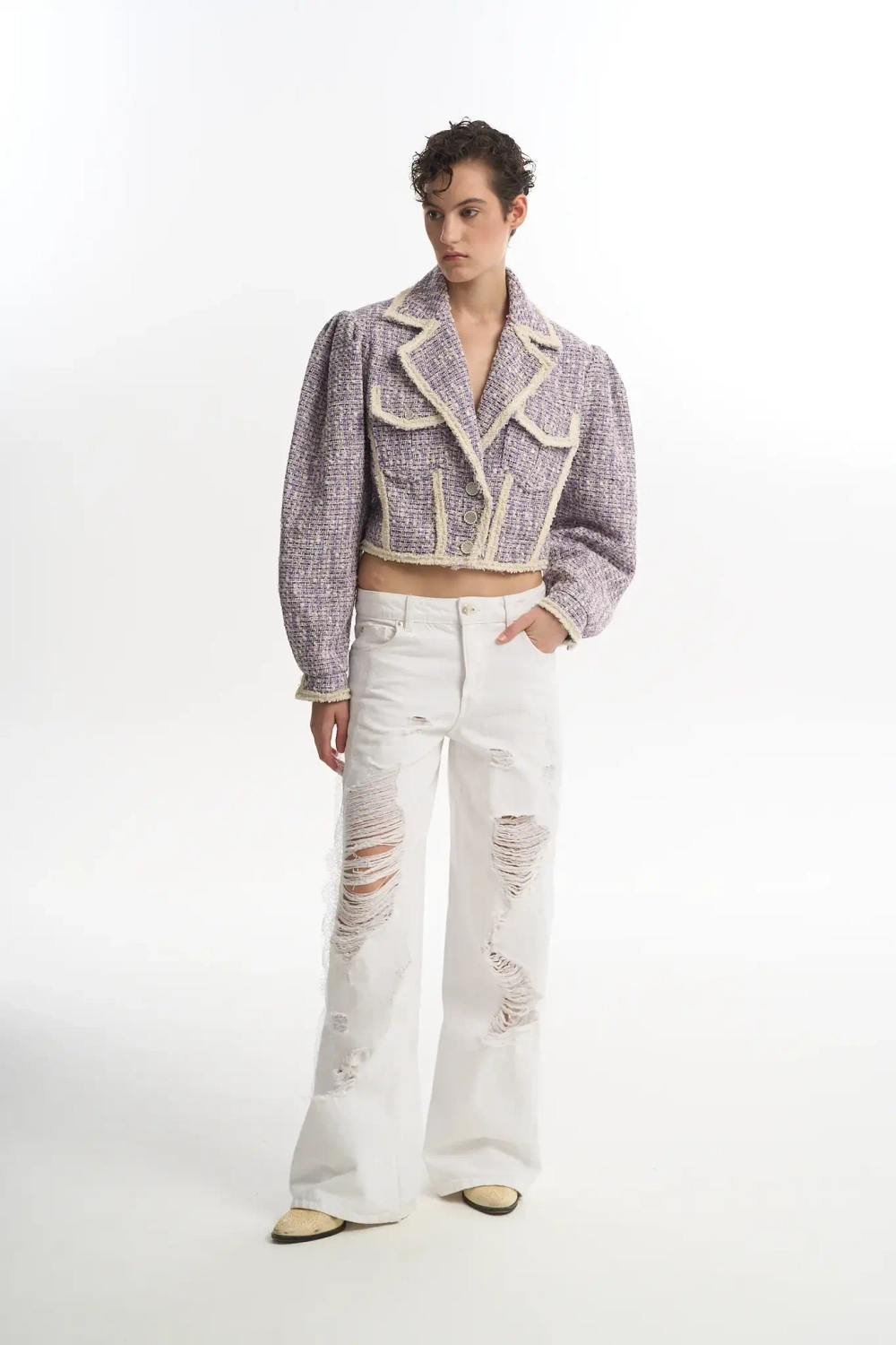 Жакет в байкерском стиле лиловый