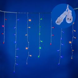 ULD-B2007-100-TTK MULTI IP44 Бахрома светодиодная с эффектом мерцания. 2м. Соединяемая. 100 светодиодов. Разноцветный свет. Провод прозрачный. ТМ Uniel