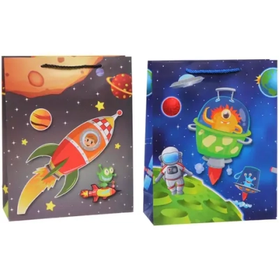 Пакет подарочный «Весёлый космос» 26*32*10 см, микс