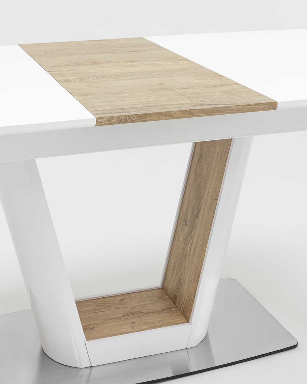 Стол обеденный Атланта раскладной 160-200*90 глянцевый белый