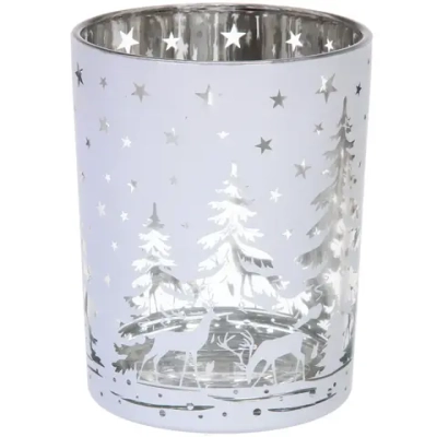 Подсвечник «Снежный лес» 10*12,5 см, Белый