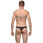 Мужской костюм "Танцор" 3 в 1: черные тонги, бежевые портупея и подвязка LaBlinque LB15707