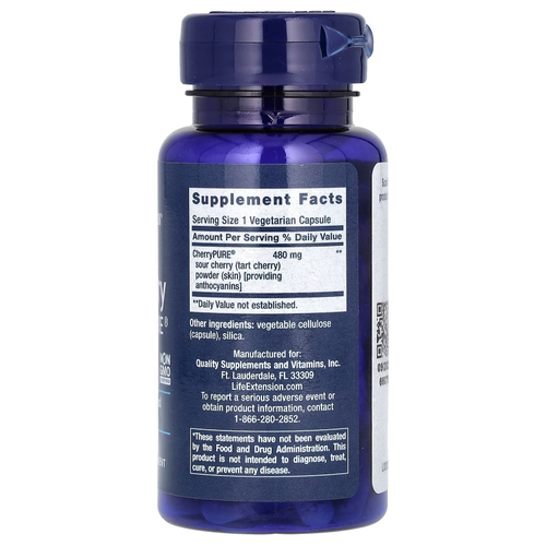 Life Extension, вишня с CherryPURE, 60 вегетарианских капсул (480 мг в 1 капсуле)